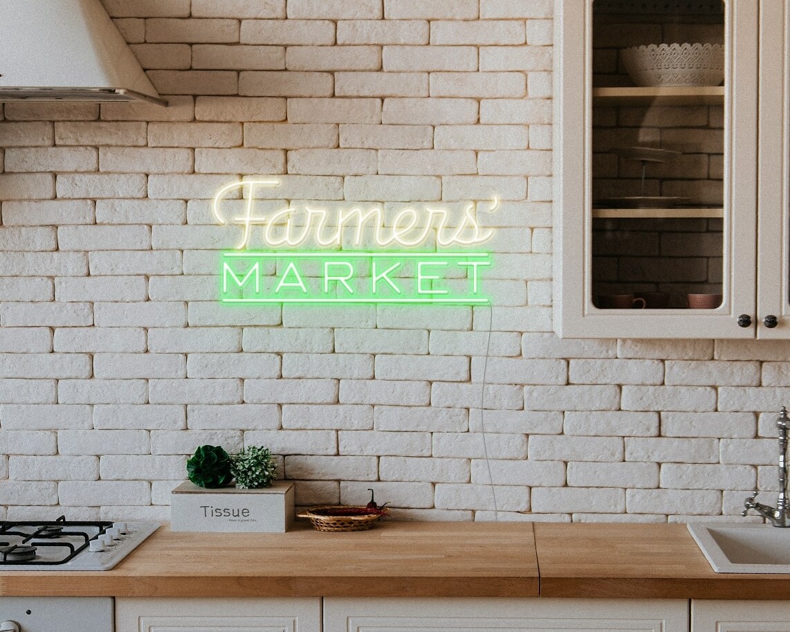 neon light in kitchen