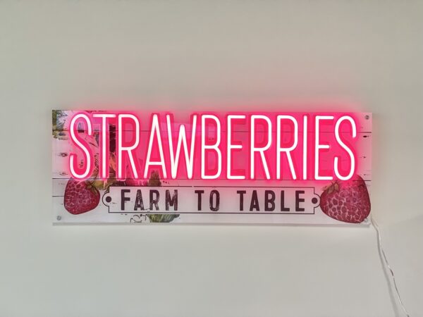 red strawberry neon signs