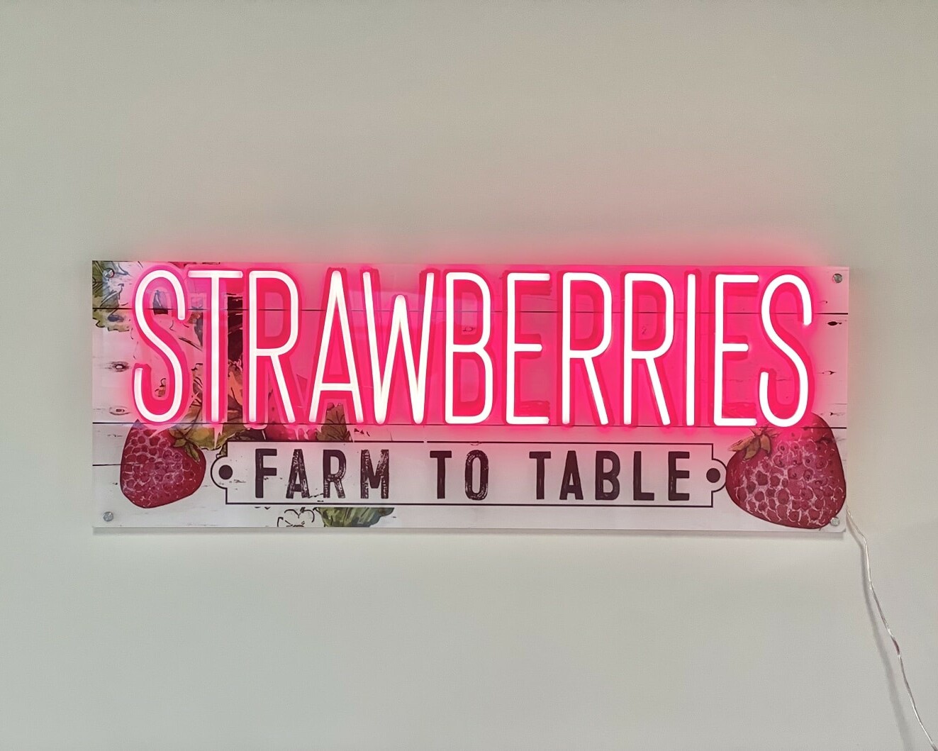 red strawberry neon signs