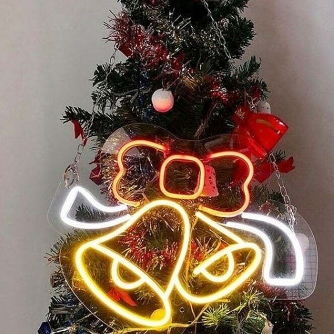 Jingle Bell Christmas Tree Light Sign Decor LED Neon Sign