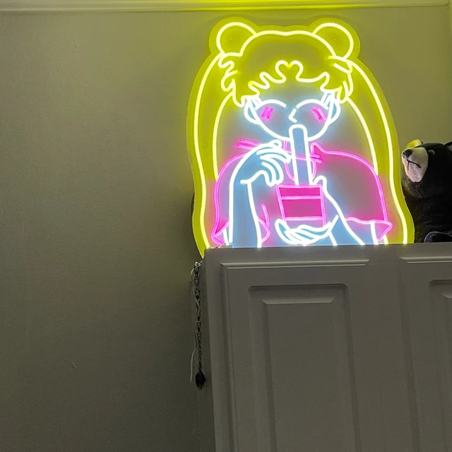 anime girl neon sign,comic neon light