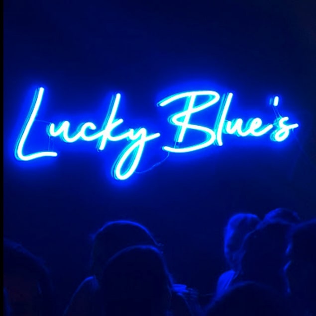 blue custom neon wall light