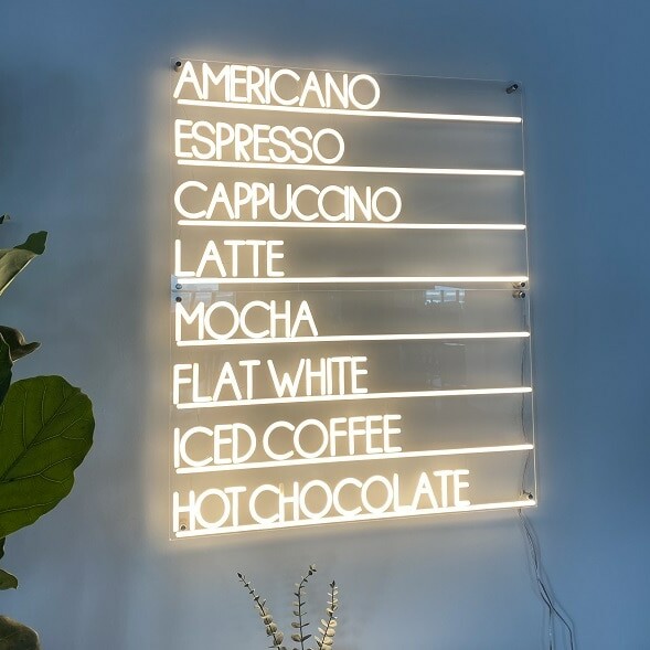 coffee menu neon light cafe menu price neon sign