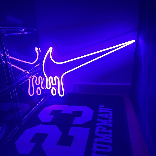 custom blue neon wall hanging sign