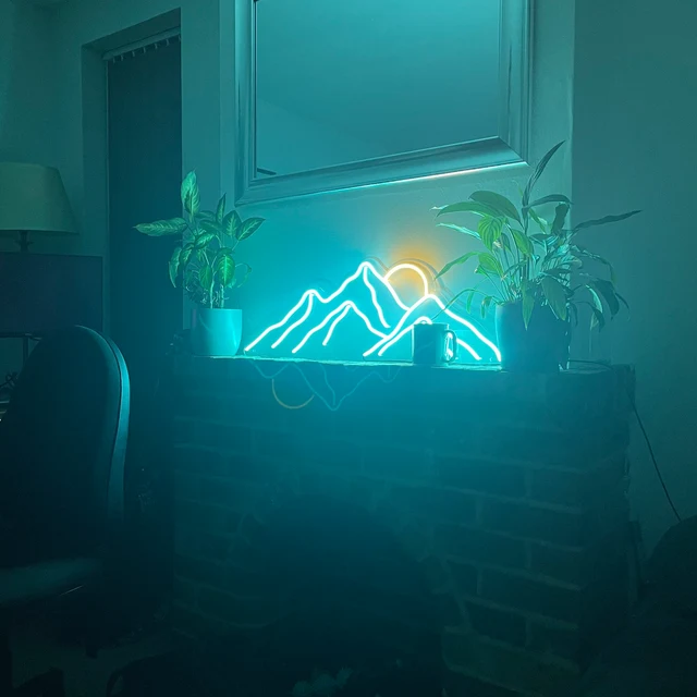 custom man cave neon sign, mountain neon lights