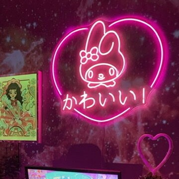 custom pink led neon sign, anime neon lights in pink