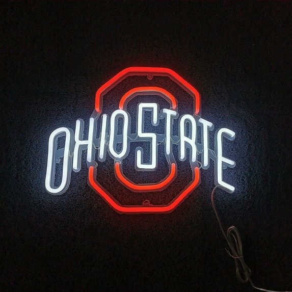 football neon sign, ohio state neon lights, man cave wall sign