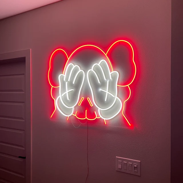 kaws neon signs, kaws neon wall light