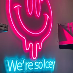 man cave custom neon sign, neon sign wall art, smile face neon lights