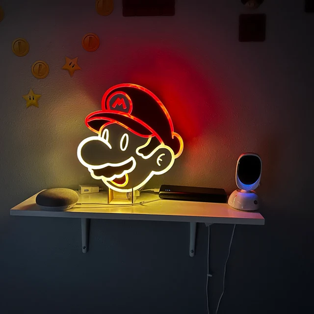 mario neon lights, neon signs for game room