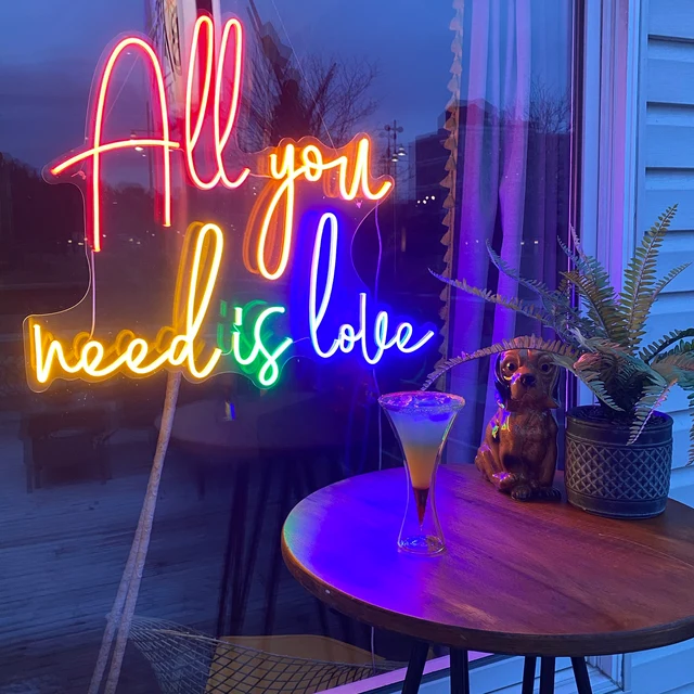 multi color neon light window neon sign