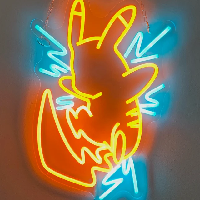 pikachu anime neon signs, pokemon neon lights