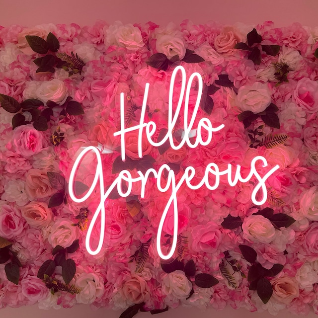 pink flower wall neon party sign