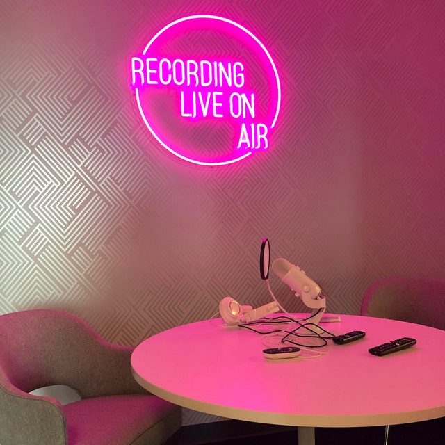 podcast custom neon sign, neon light for brand