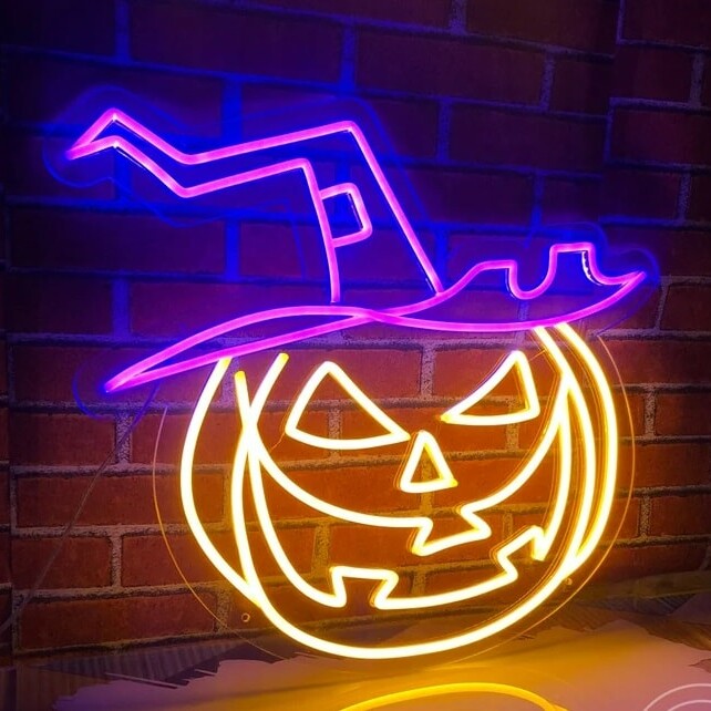 pumpkin halloween neon lights