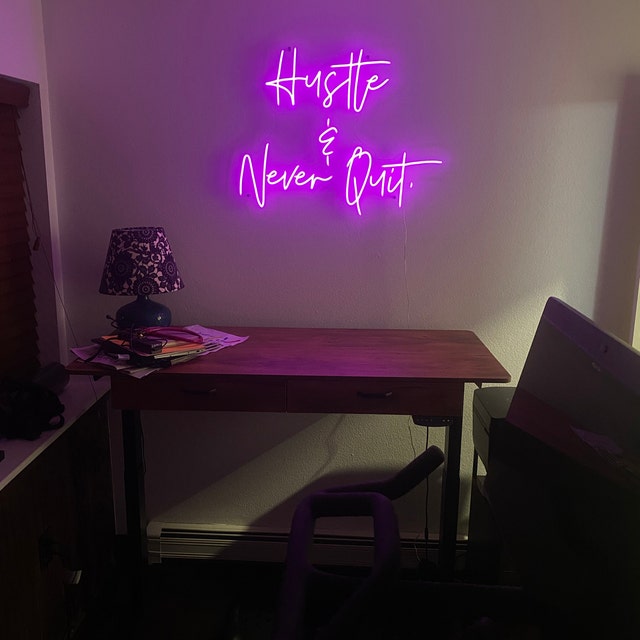 purple neon sign,quote signs