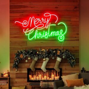 red and green neon letter christmas neon sign