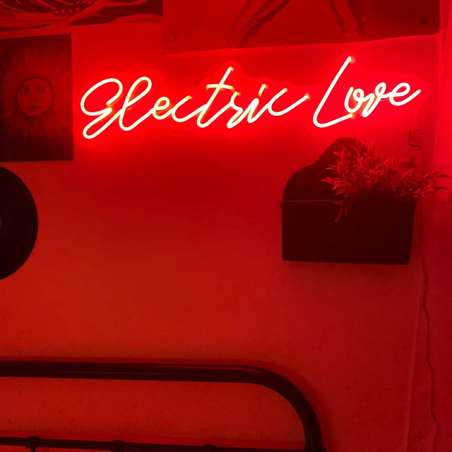 red neon sign wall art