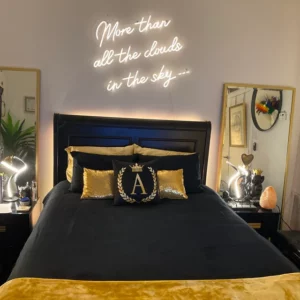 soft white neon for bedroom, custom neon sign over bed