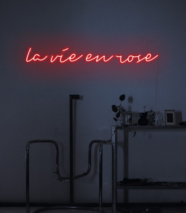la vie en rose wall art neon sign, custom neon sign design, wall art