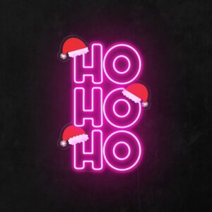 pink holiday neon sign, christmas neon sign, custom neon hohoho