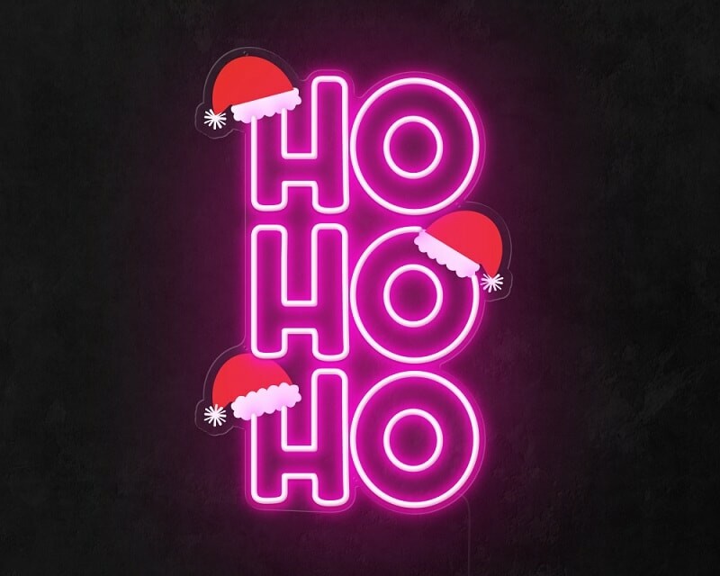 pink holiday neon sign, christmas neon sign, custom neon hohoho