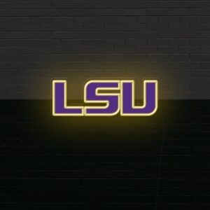 LSU college football neon sign, LSU Tigers logo sign