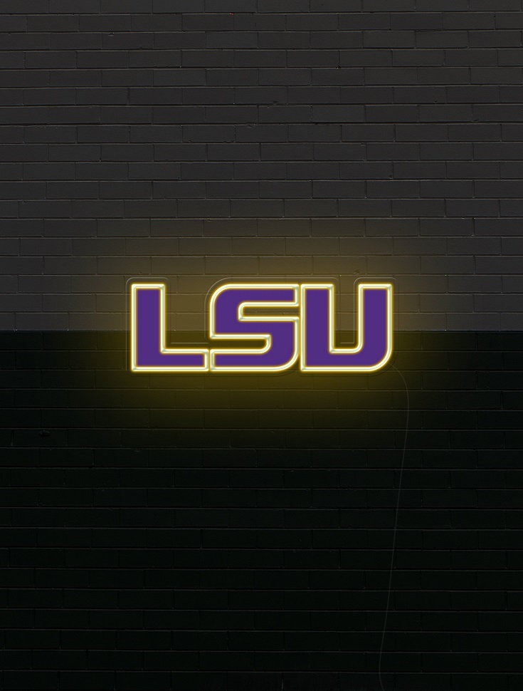 LSU college football neon sign, LSU Tigers logo sign