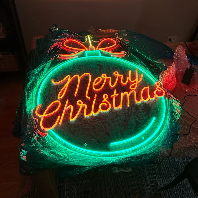 Merry Christmas neon light, custom circle neon sign