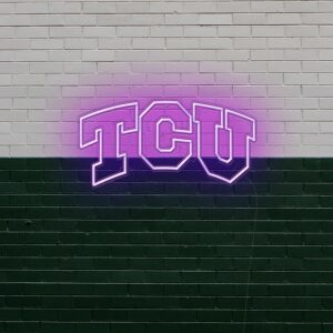 TCU college football neon sign, neon light of TCU horned frogs footall logo