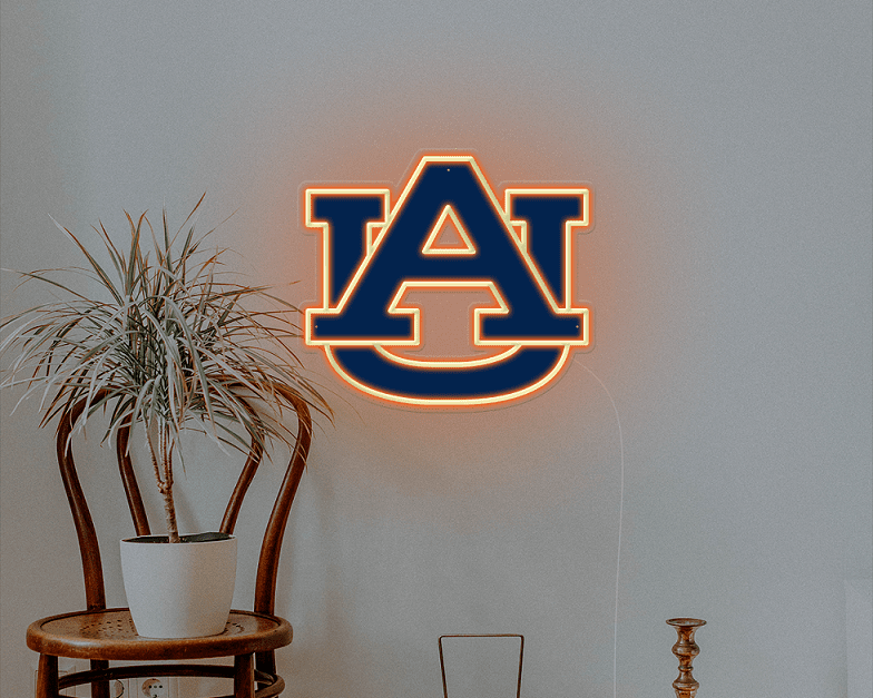 auburn tigers logo neon sign, neon light for auburn football logo