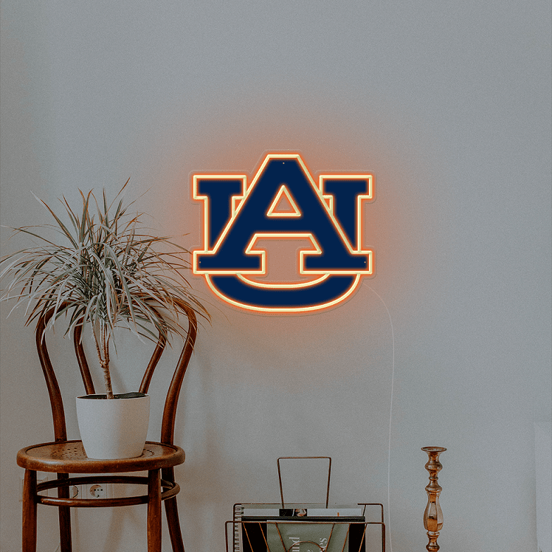 auburn tigers logo neon sign, neon light for auburn football logo