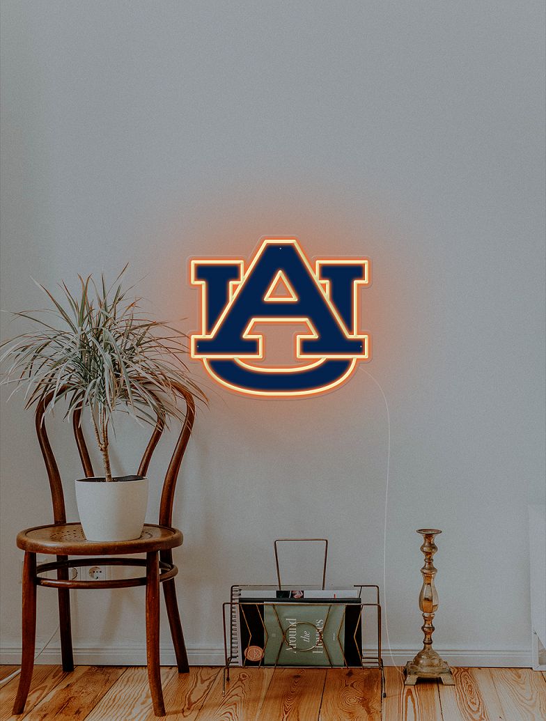 auburn tigers logo neon sign, neon light for auburn football logo