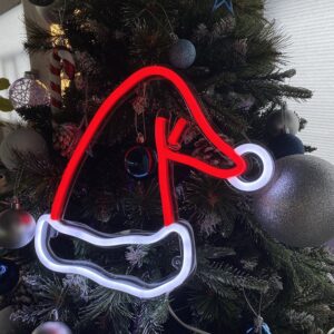 christmas hat neon sign for holiday