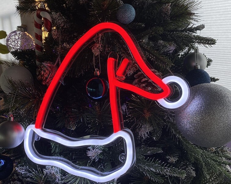 christmas hat neon sign for holiday