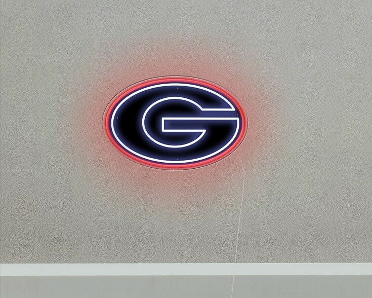 georgia bulldog football neon sign, college football neon lights