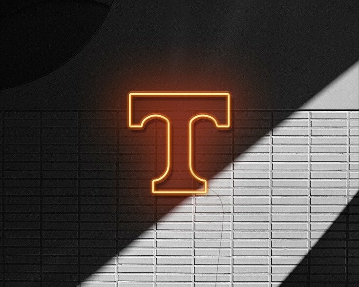 neon sign Tennessee Volunteers football, college football neon light