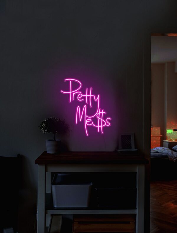 pretty mess pink custom neon sign, neon light for home decor