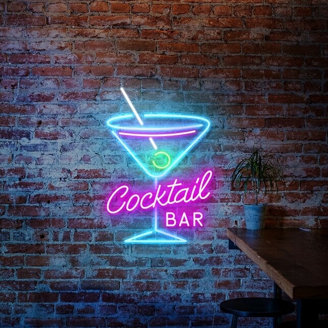 cocktail bar neon sign, bar custom neon sign