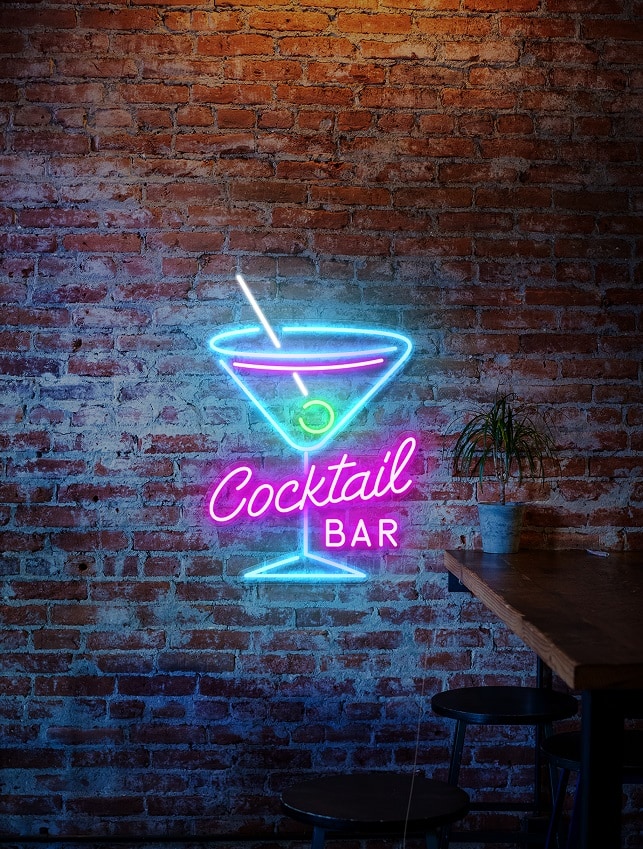 cocktail bar neon sign, bar custom neon sign