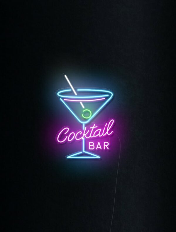 custom neon sign for bar, wine glass neon sign