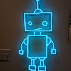 cute robot neon light, robot neon sign