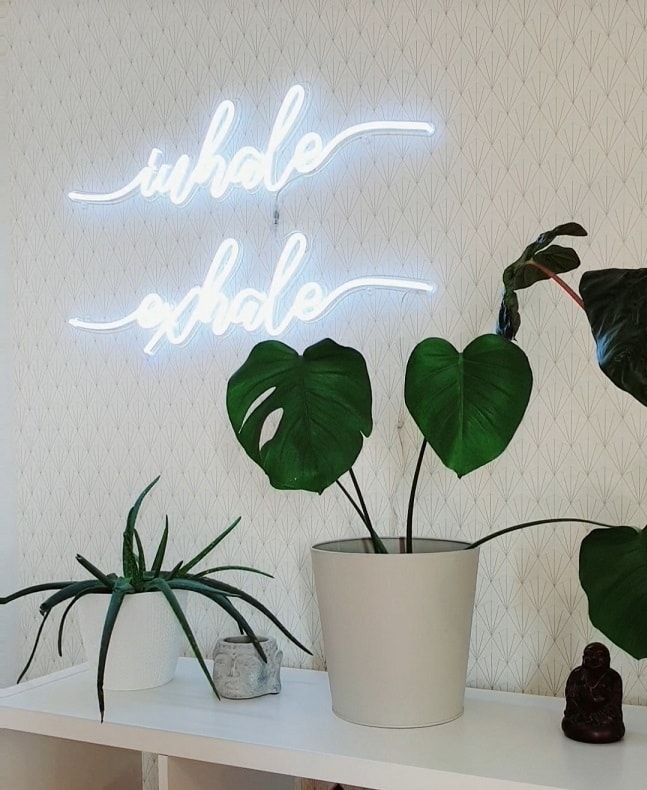 inhale exhale neon light, custom neon sign, livingroom neon light