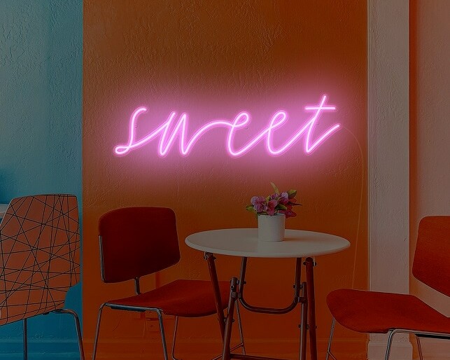 pink sweet neon sign, cusotm neon sign pink color