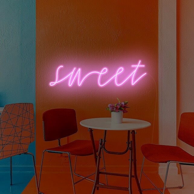 pink sweet neon sign, cusotm neon sign pink color