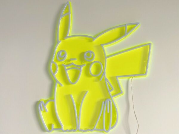 Pikachu pokemon neon sign, custom pokemon neon lights