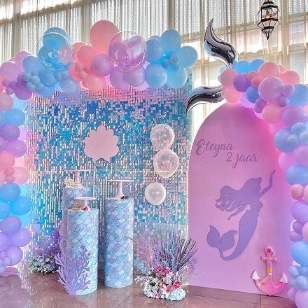 birthday shimmer wall custom backdrop for event with custom neon sign