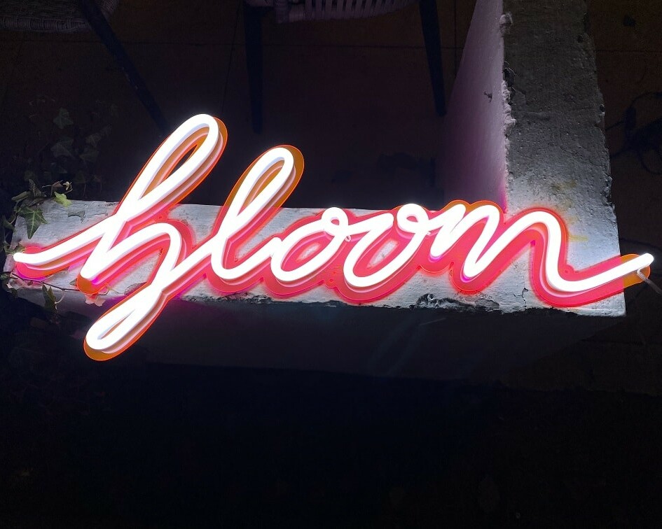 pink backing custom neon sign, bloom neon light for home decor