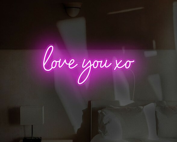 romantic neon lights in pink, love romance neon sign