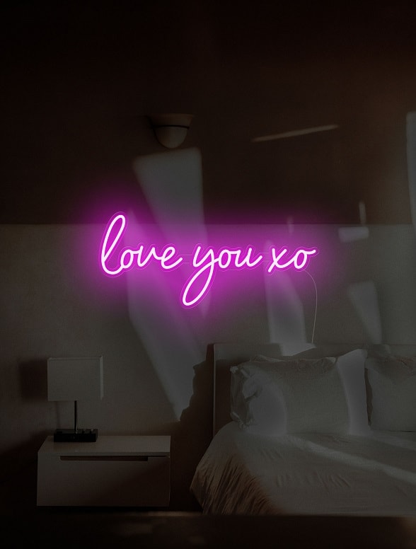 romantic neon lights in pink, love romance neon sign